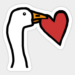 Portrait of a Goose Stealing a Heart on Valentines Day Sticker